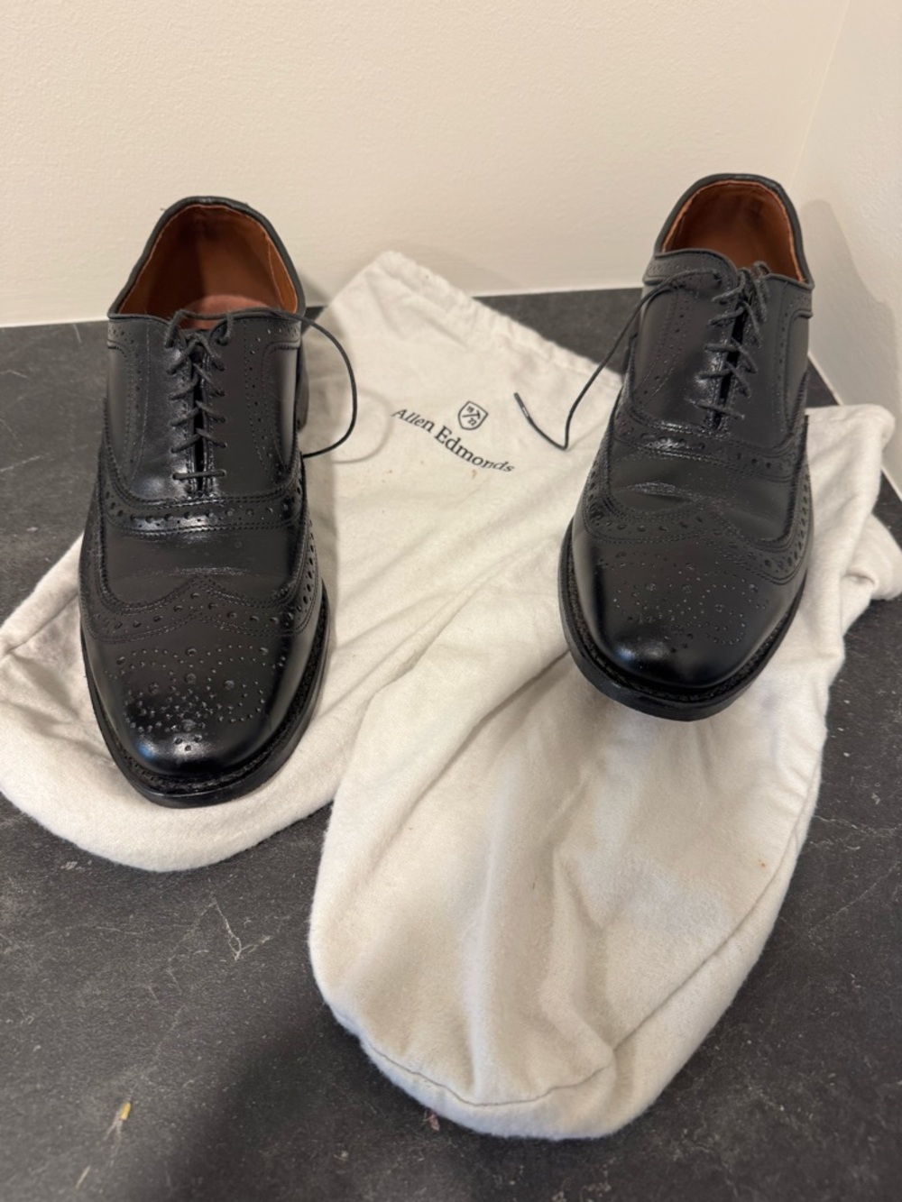 Allen Edmonds Black Wingtip Brogue Derby Shoes